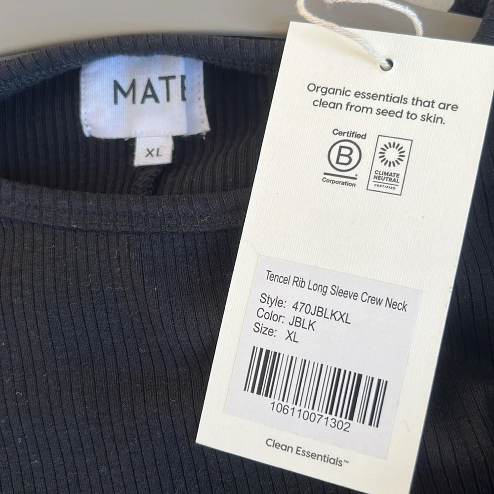 Mate the label tencel rib long sleeve crew neck